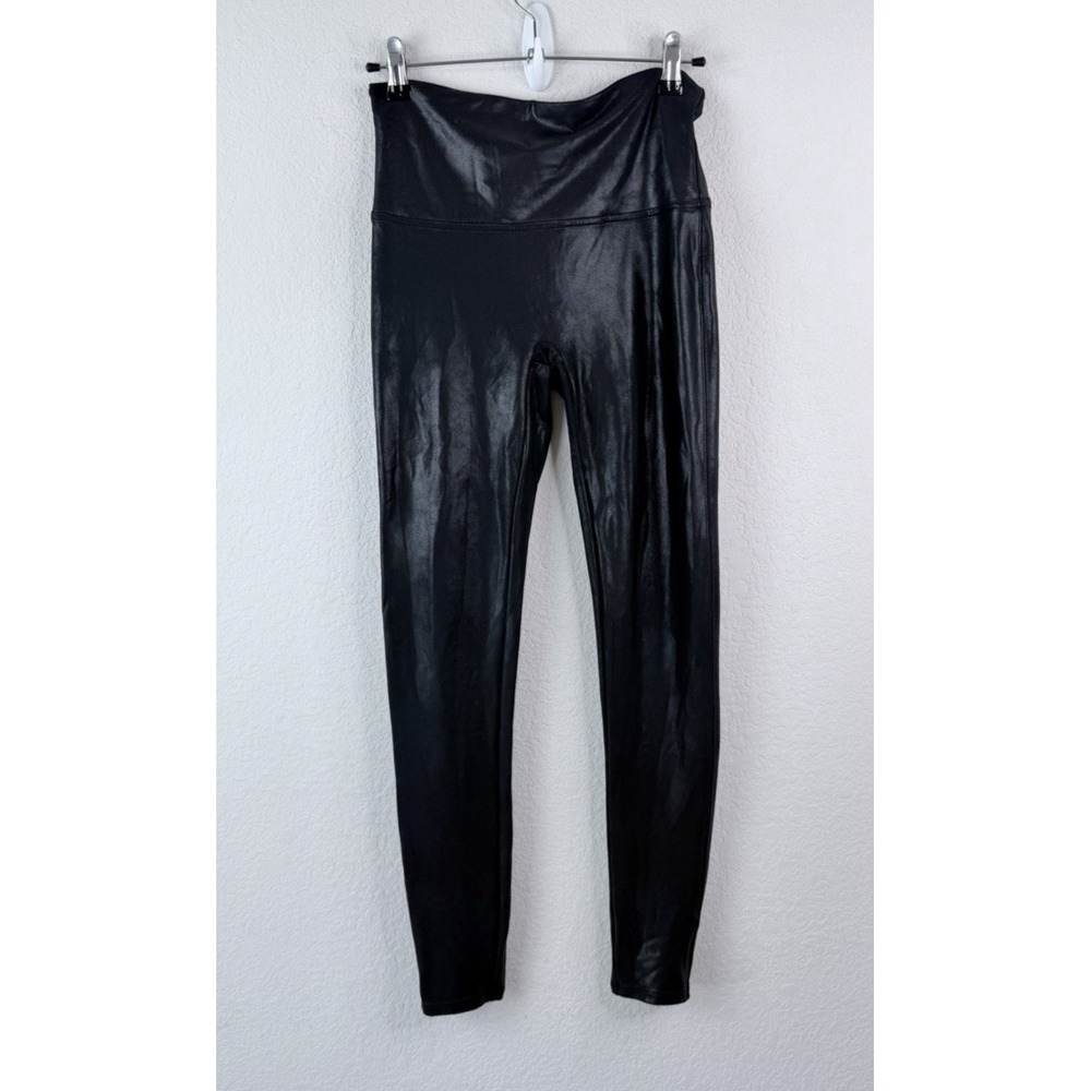 SPANX Pants Womens Large Faux Leather Leggings High Waist Black Nightlife Trendy